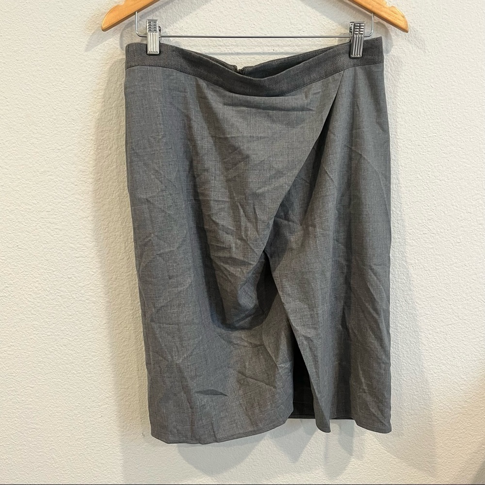 BRUNELLO CUCINELLI size 6 women’s gray faux wrap skirt with zipper back